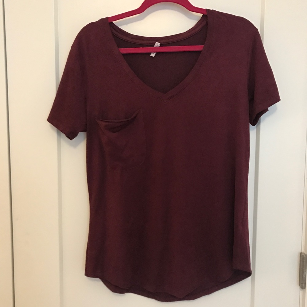 Z Supply Maroon Suede V Neck